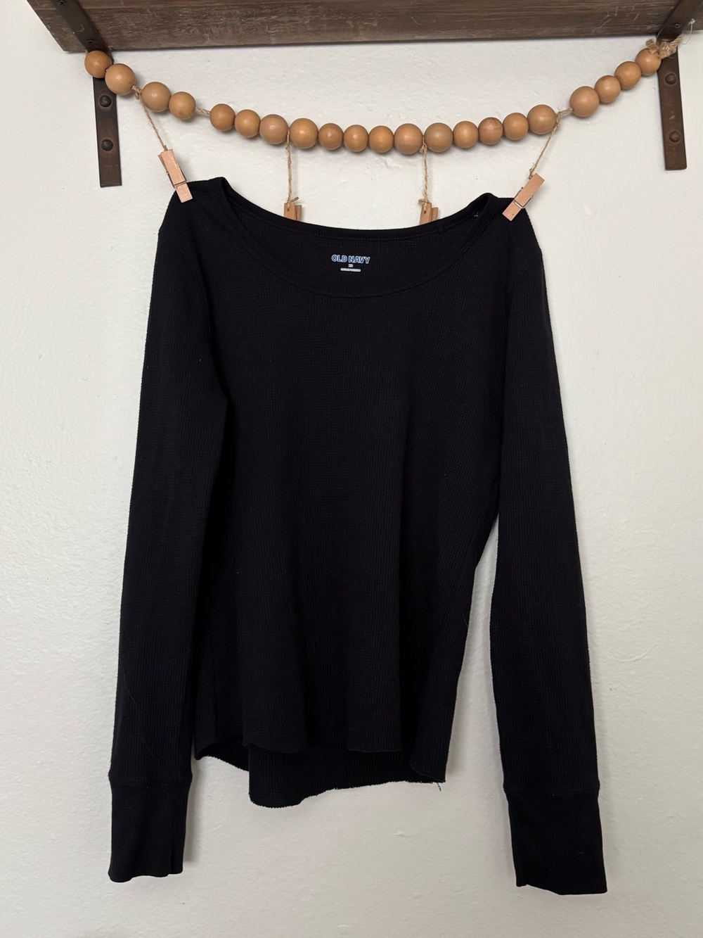 Old Navy Black Scoop-Neck Waffle Knit Sweater